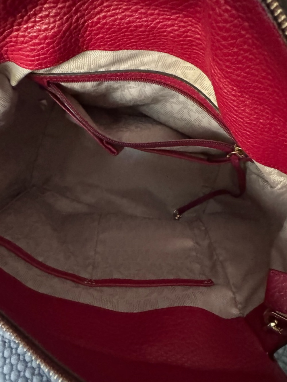 Michael Kors Selby Red Pebbled Leather Satchel with Gold Hardware - Picture 13 of 14